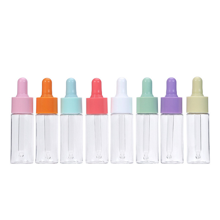 Amber and blue essence oil plastic dropper bottle manufacturer 10ml 30ml 50ml 100ml
