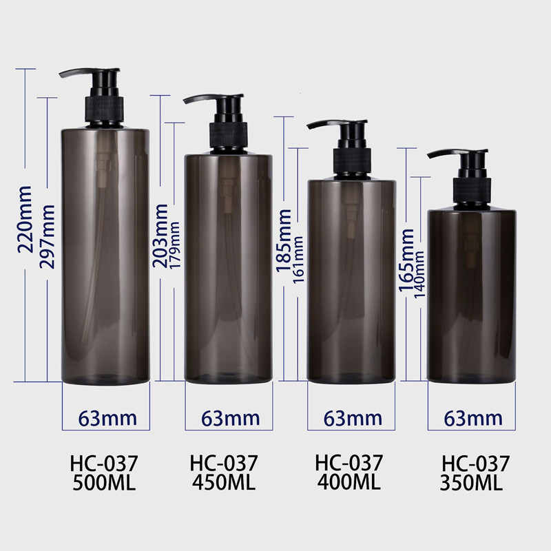 Wholesale Custom 350ml 400ml 500ml Transparent Black PET Lash Shampoo and Conditioner Bottles with Pump Shower Gel Dispenser Set