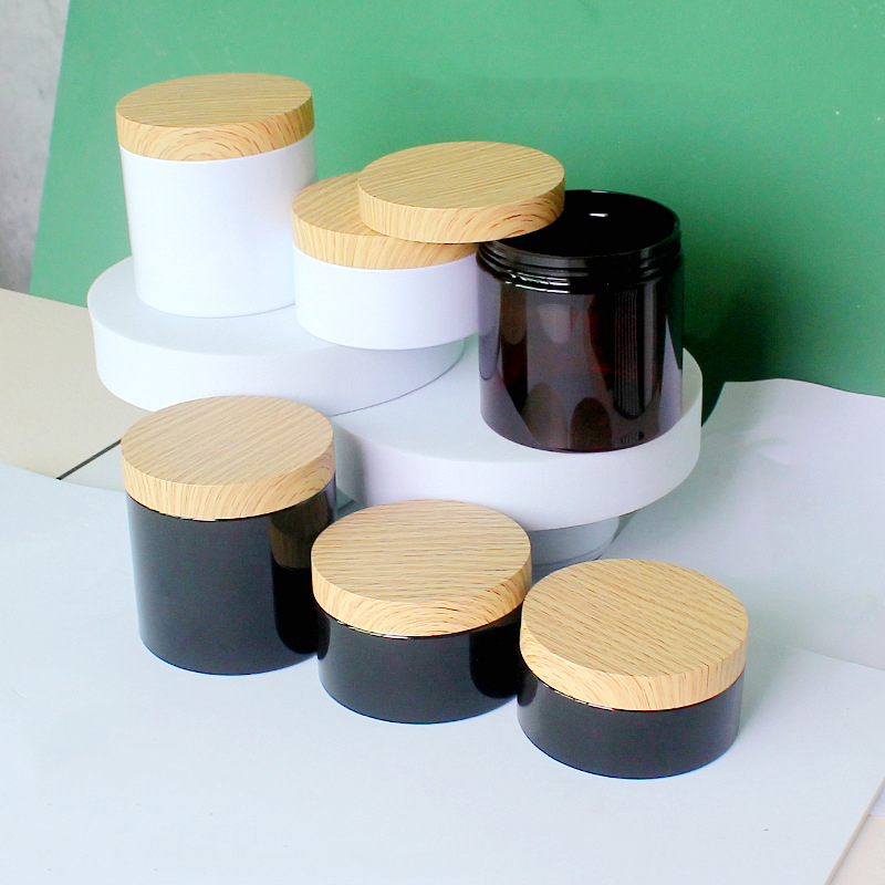 Matte Frosted Hair Paste Jar 120ml 150ml 200ml Plastic Cream Black Jars Customize Cosmetic Eye Face Lotion Jars with Bamboo Lid