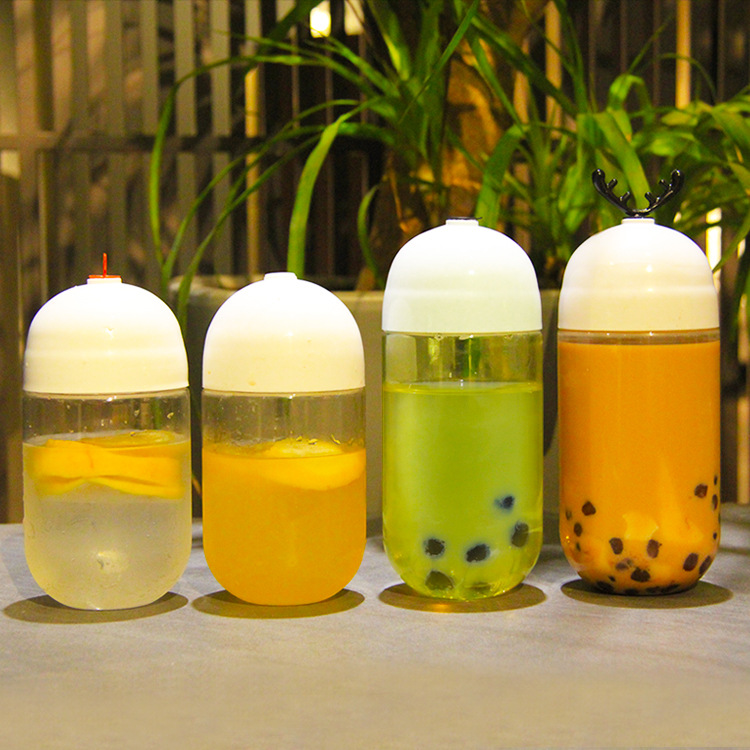 360ml 500ml Transparent Food Grade PET Plastic Ginger Shot Bottle Juice Beverage Packaging Bottle With Screw Cap