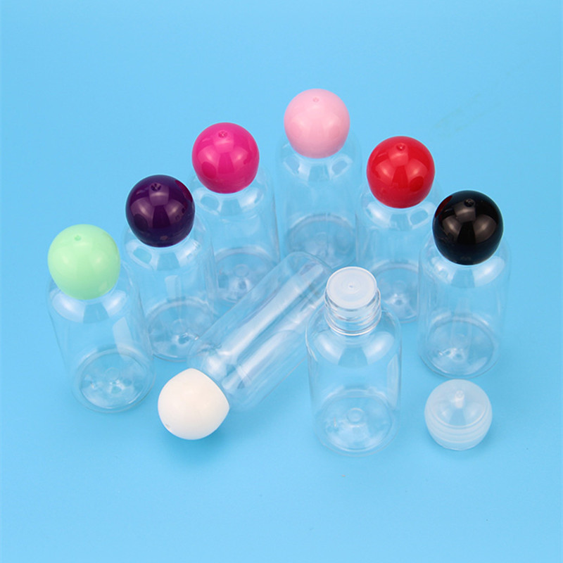 Cute Ball Cap Bottle With Plug Stopper 40ml 100ml 200ml 300ml PET Plastic Toner Bottle Pure Dew Cosmetic Liquid Oil Dispenser