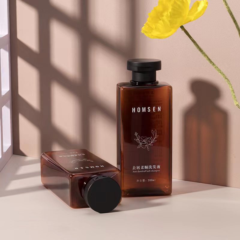 Hot Sell Skincare Packaging Square Flat Bottles 200ml 350ml PET Plastic Shower Gel Shampoo Body Wash Lotion Bottle with Flip Cap