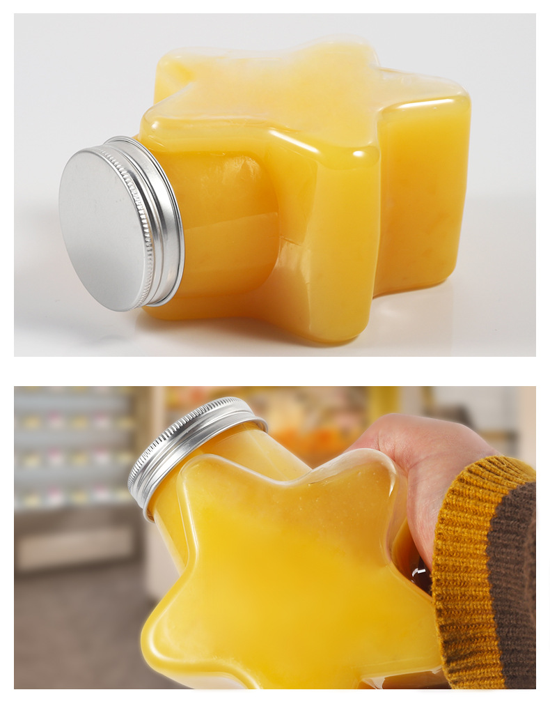 500ml Unique Heart Shaped Bottle Milk Tea Beverage Juice Bottle PET Fruit Juice Beverage Bottle