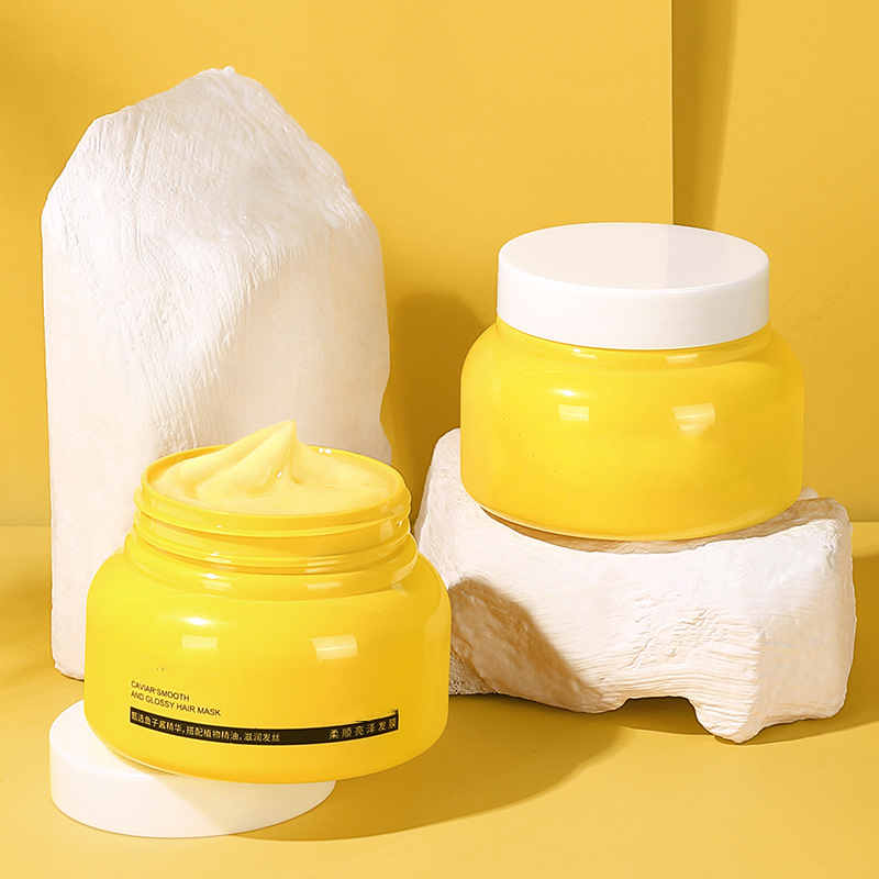 Plastic Body Scrub Matte Jars Cosmetic Cream Packaging Custom Yellow Hair Lotion Jar 5oz 8oz 10oz PET PP Butter Pomade Jars