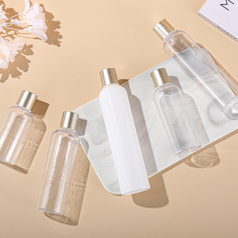 150ml 200ml 250ml 300ml 500ml Clear Matte Plastic Toner Bottles PP PET PE Cosmetic Packaging Round Liquid Bottle with Gold Lid