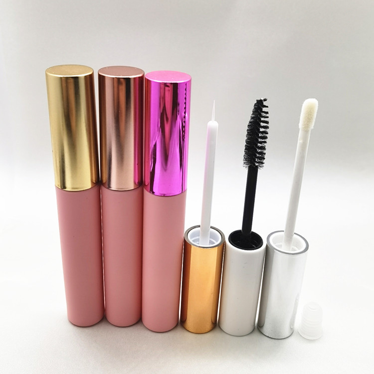Lipstick Tube Plastic Eyeliner Tube 5g 10g 15g Refillable Eyelash Mascara CreamTube Cosmetic Packaging with Nylon Brush Gold Lid