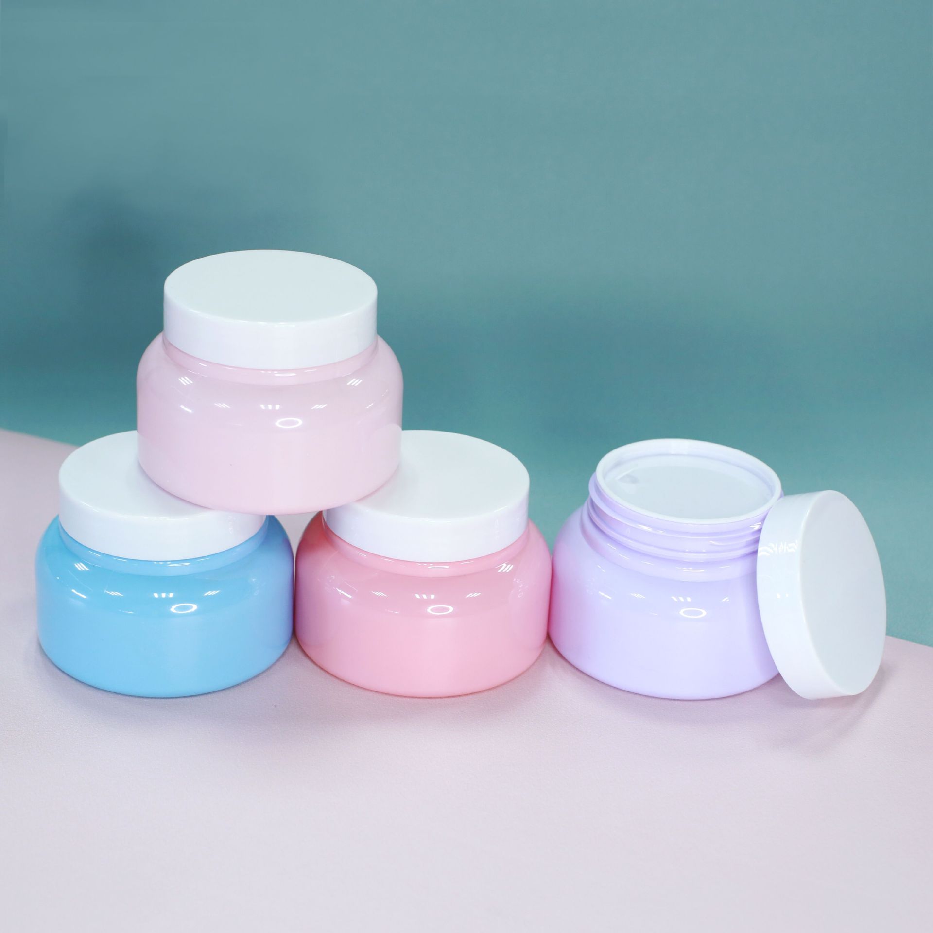 8oz plastic jars with lids for face mask scrub butter 200ml 250ml Pink Blue matte black plastic jar PET jar with screw lid 16oz