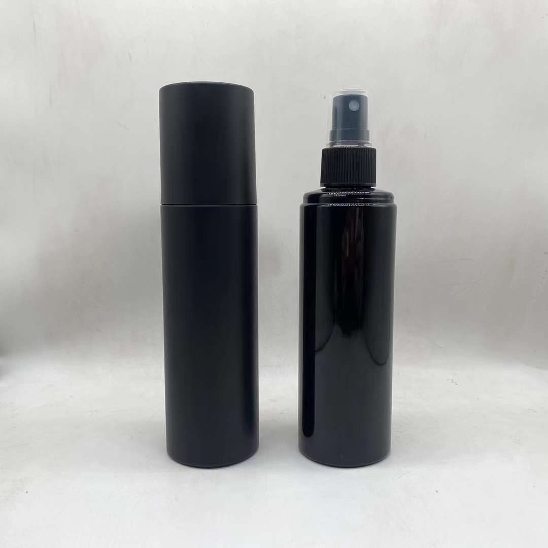 Factory PET plastic black frosted mist spray bottle for cosmetic skincare hair room 200ml matte black spray bottle