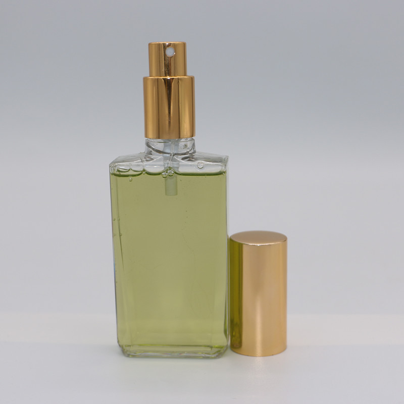 Perfume Bottles 100ml 150ml 200ml Clear Square Cosmetic Essence Bottles Glass Plastic Thick Wall Spray Bottle with Gold Pump