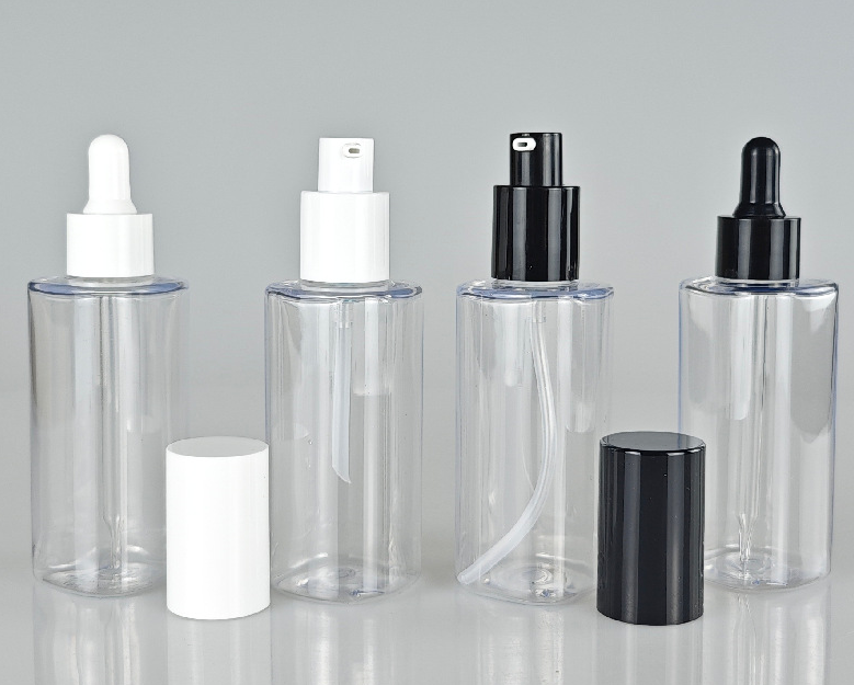 Custom 100ml Lotion Shampoo Foam Pump Bottle Clear Straight Cylinder Shape Press Top Dropper Skincare Bottle