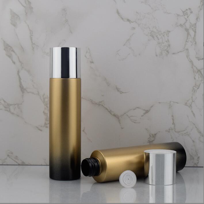 Luxury Frosted Facial Skin Care Plastic PET 200ml 150ml 120ml 100ml Cosmetic Toner Bottle Customize Package With Gold Screw Cap