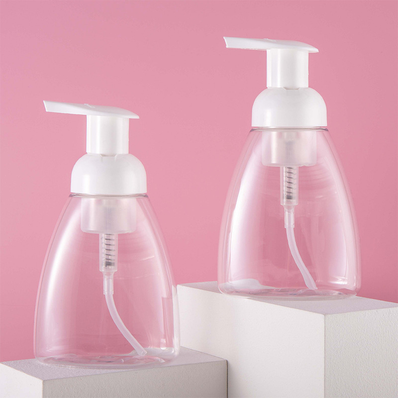 Unique Clear Mousse foaming hand soap bottle 250ml 300ml White foam cleanser pump bottle 150ml 200ml 500ml Face Wash foam bottle