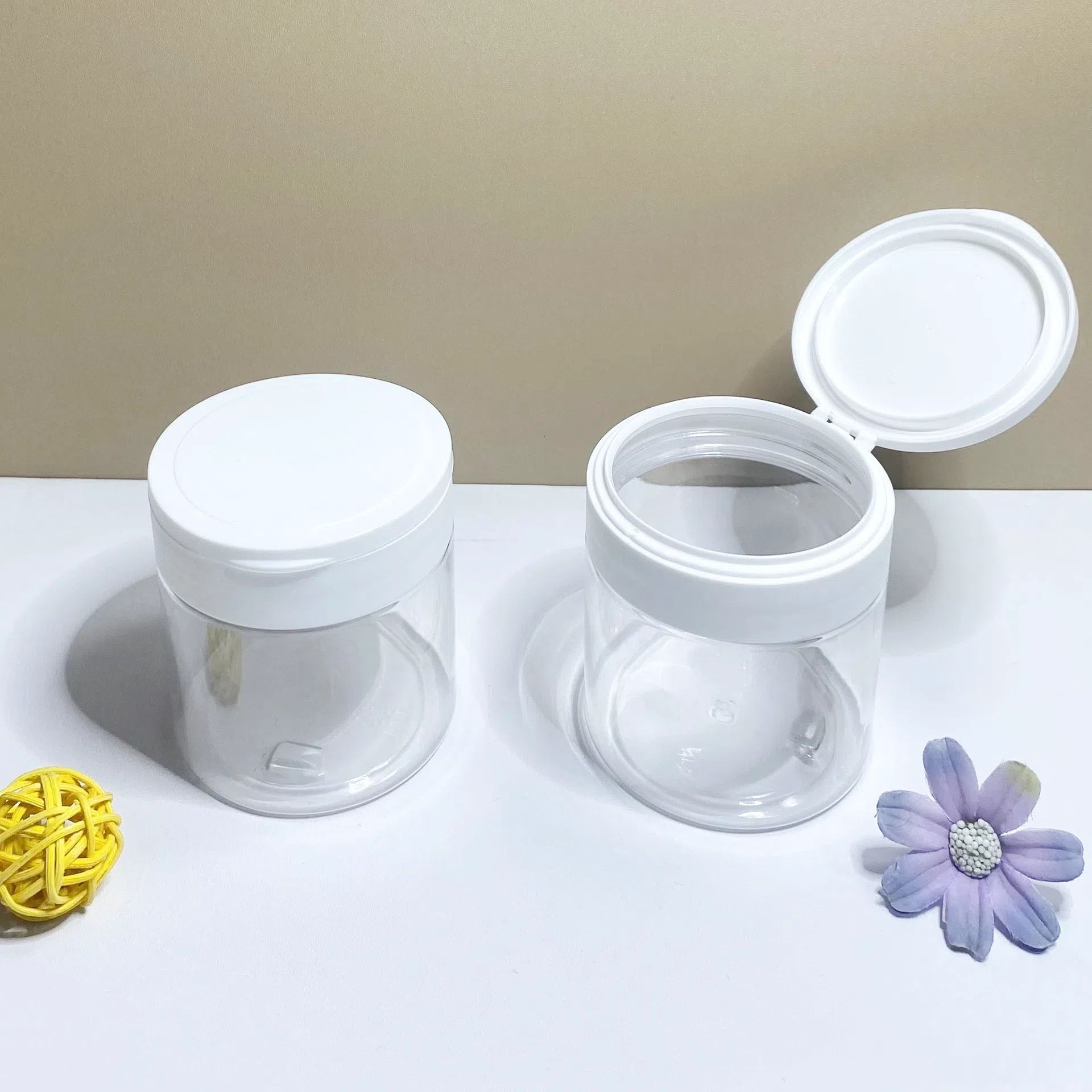 New Flip Cap Face Cream Body Scrub Jar 150ml 200ml 250ml 300ml 400ml 500ml Cotton Sheet Loose Powder Box Plastic Packaging Jar