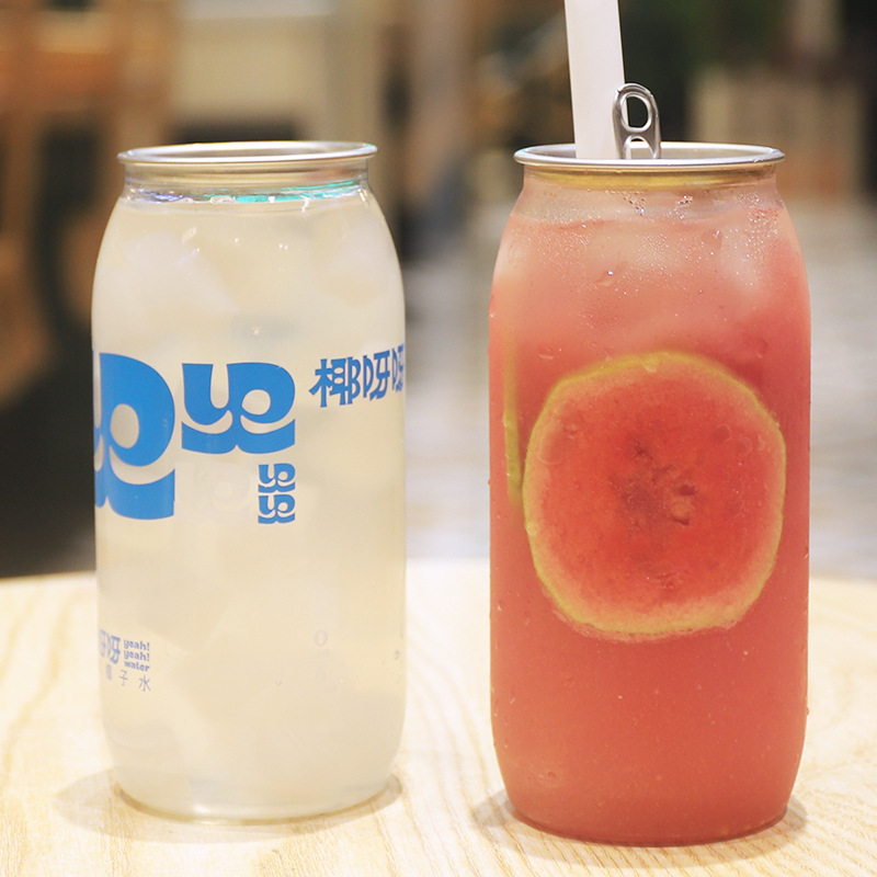 Hot Selling Custom PET Can 500ml Empty Transparent Plastic Soda Beverage Bottles With Easy Open Ends Plastic beverage jar