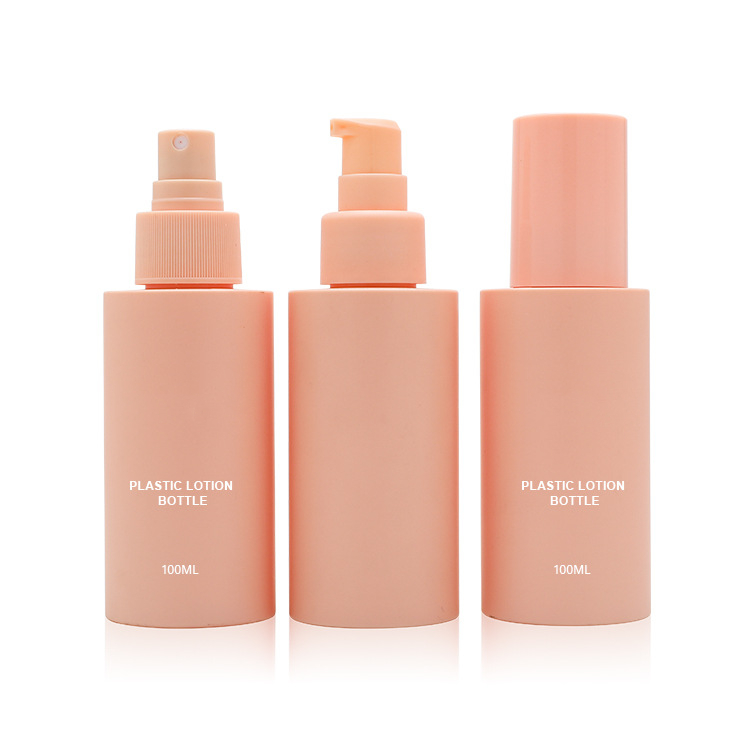 Wholesale 100ml skin care lotion bottle pet Flat shoulder lotion press pump bottle Plastic hydration setting spray bottle