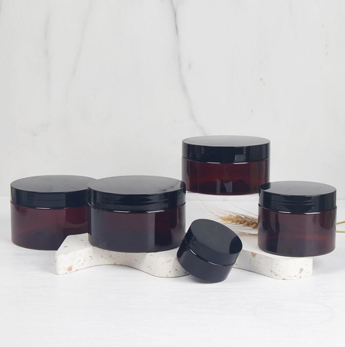 50ml 100ml 120ml 150ml 200ml 250ml 300ml 500ml Matte Black Color PET Plastic Cosmetic Jars Face Cream  gel nail Jar with lids
