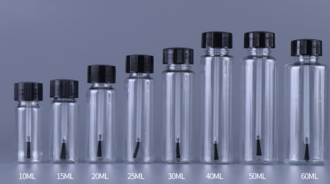 Transparent plastic PET clear bottle with brush Mini PET Nail Polish Glue Bottle With Brush Cap