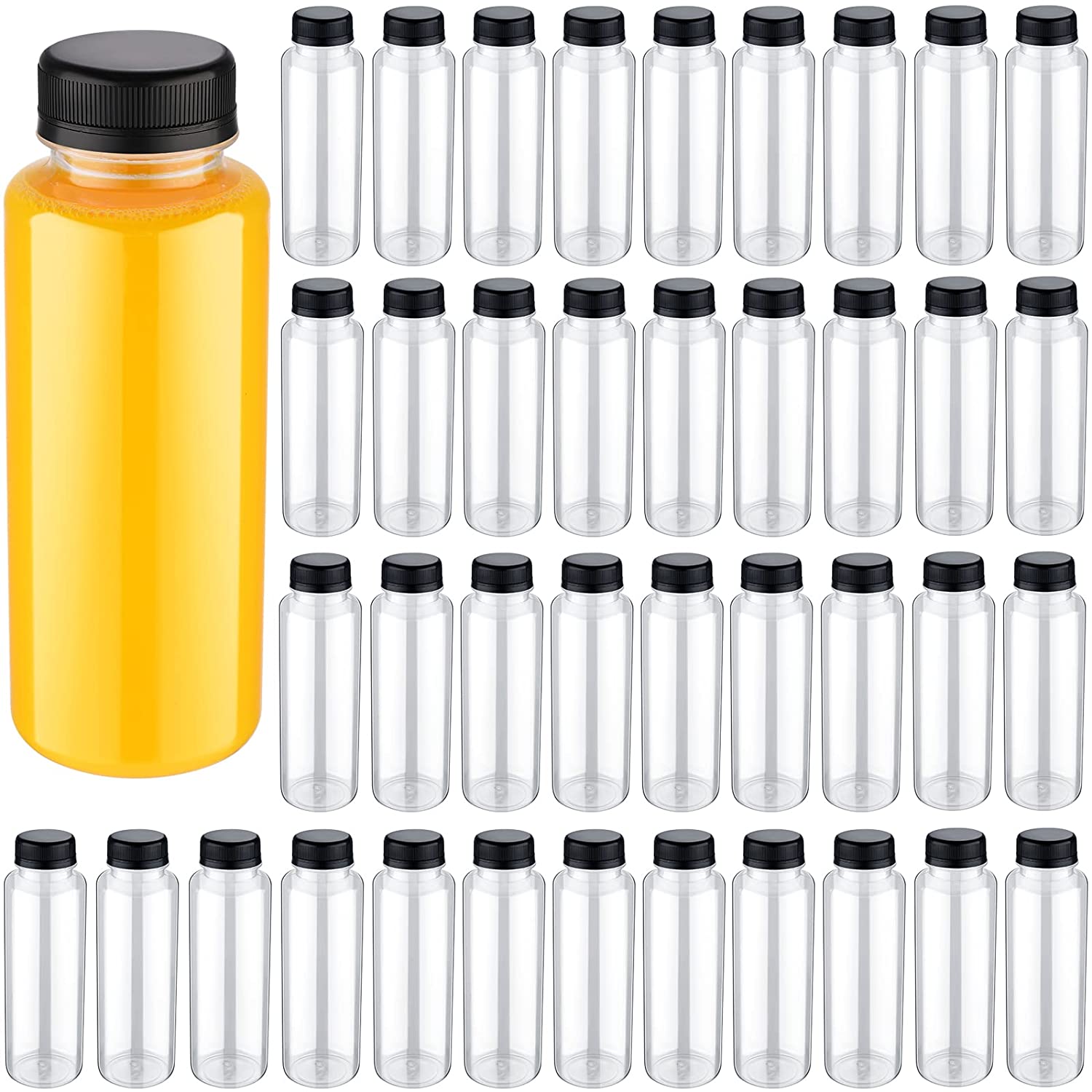 BPA Free plastic bottles for juice 250ml 500ml 8oz 16oz Transparent PET Square Round Juice Bottle With Tamper Proof Lid Cap