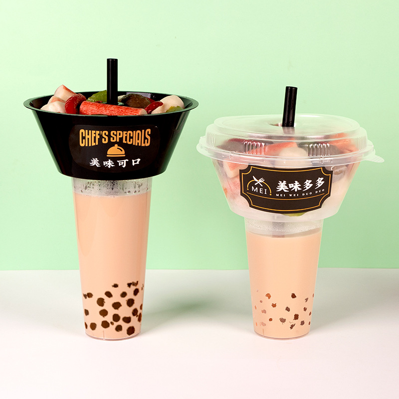 24oz Snack Bowls Milky Tea Cups Fruit Trays Popcorn Takeaway Drinking Disposable Plastic PP Injection Molded Juice Beverage Cup