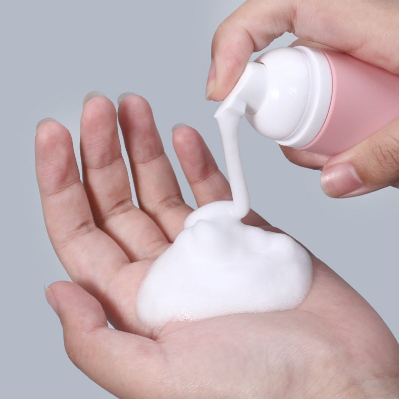 Custom Pink Mousse Bottle 50ml 100ml 150ml 200ml Foam Bottle Face Cleanser Foam Pump Bottle With Cover