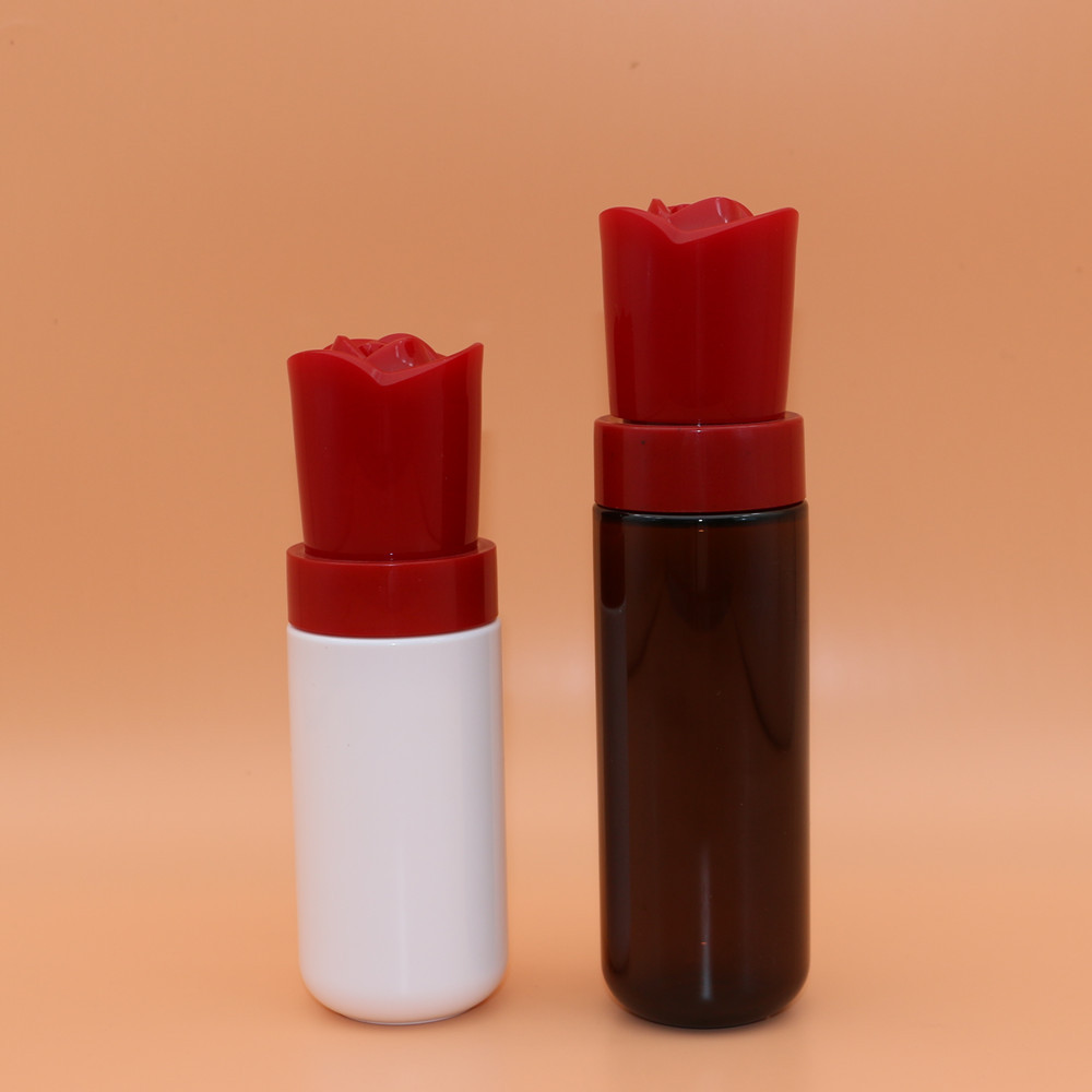 Cosmetic Body Glitter Spray Bottle Plastic 100ml 120ml 150ml Perfume Fine Mist Spray Bottle Spray Bottles with Rose Shape Lid