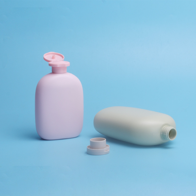 New Oval Flat HDPE Soft Squeeze Flip Top Cap Shampoo Bottle 250ml 300ml 500ml Lotion Body Wash Shower Gel Pump Dispenser Bottle
