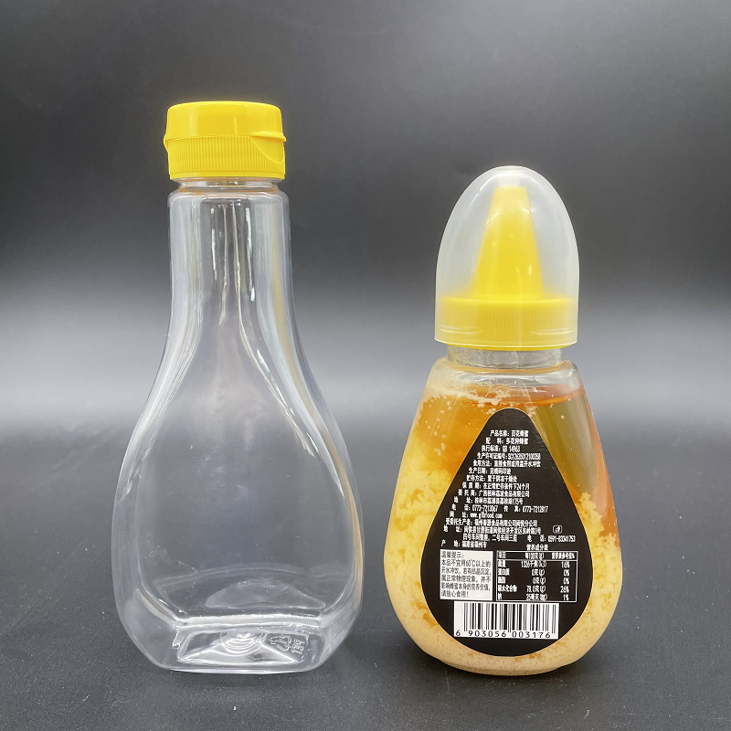 Wholesale portable 200g 250ml Empty Transparent Honey Jar Plastic Squeeze Bottle with with Silicone valve lid