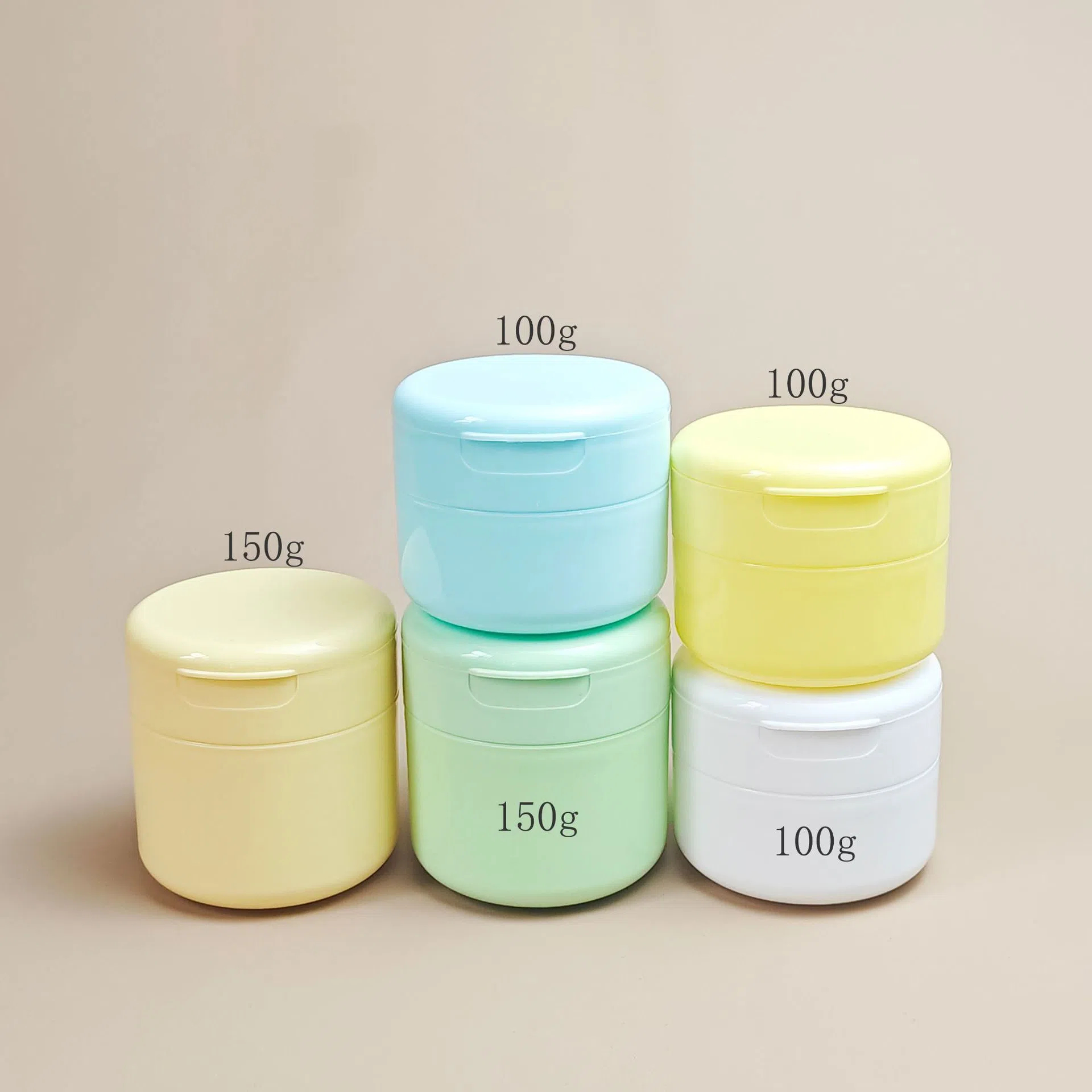 2024 New Flip Top Cap Jars With Lids Seal Spoon 100g 150g Face Scrub Cream Mask Powder Green Pink Matte Black PP Plastic Jar Hot