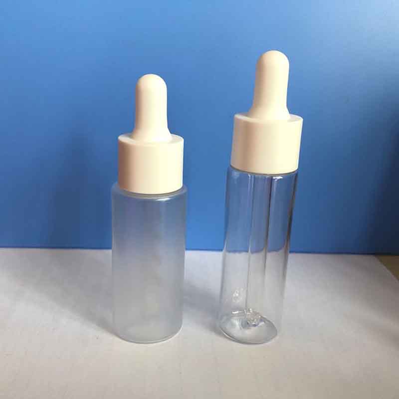 Small Size 30ml 50ml Cosmetic Beauty Skin Care Frosted Clear Glass Serum Lotion Oil Pump Bottle with White Pump Top