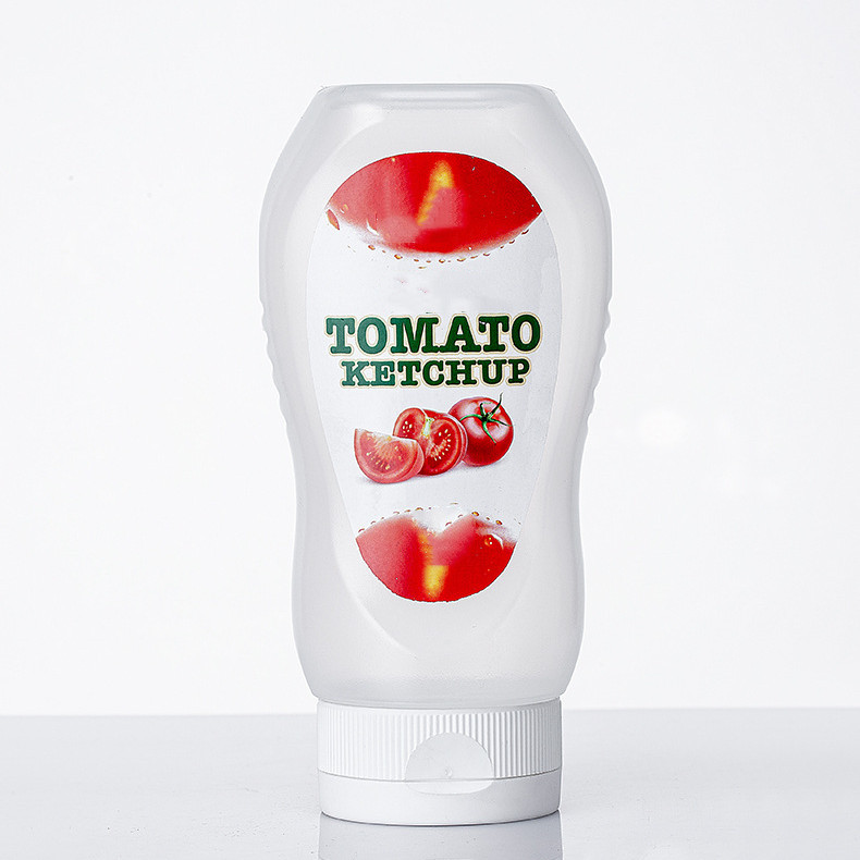 8oz12oz 16oz wide mouth oval plastic dressing sauce jar with flip top lid and foam liner to seal for bbq sauces and ginger syrup