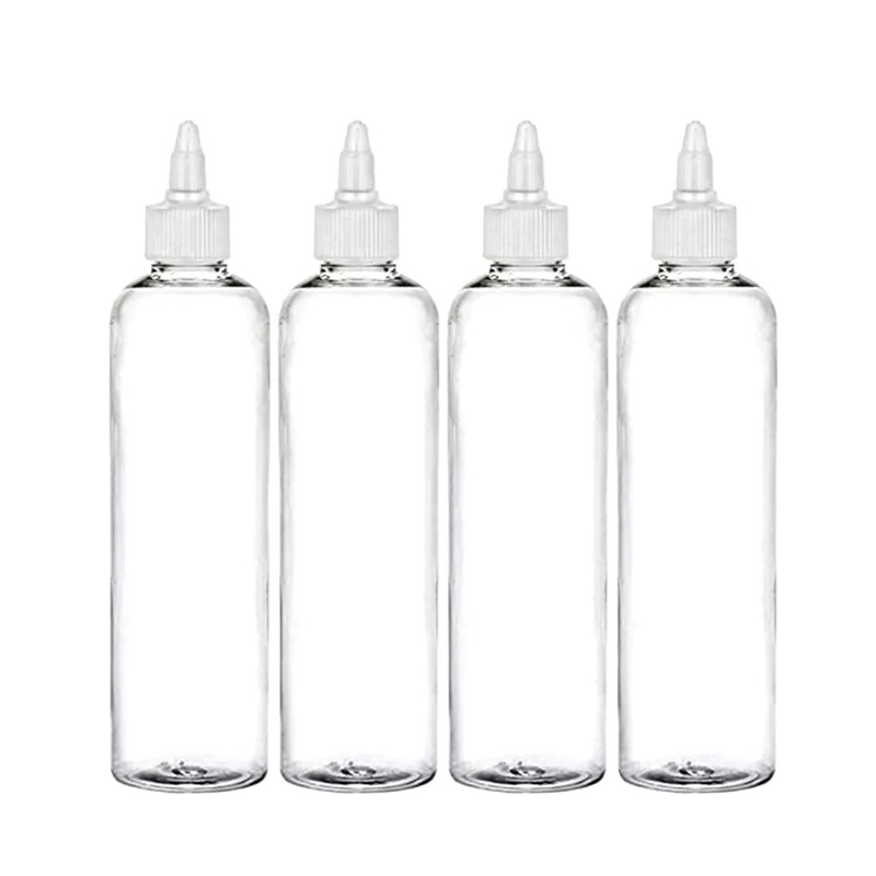 Twist Top Cap Applicator Bottle Crystal Clear Easy Application for Liquid Hair Oil Conditioner Shampoo 8 OZ Empty Squeeze Bottle