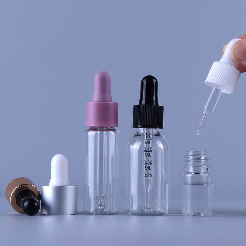 empty pet plastic clear frosted push top squeeze skincare dropper bottle packaging 30ml 50ml 60ml 120ml with box customize