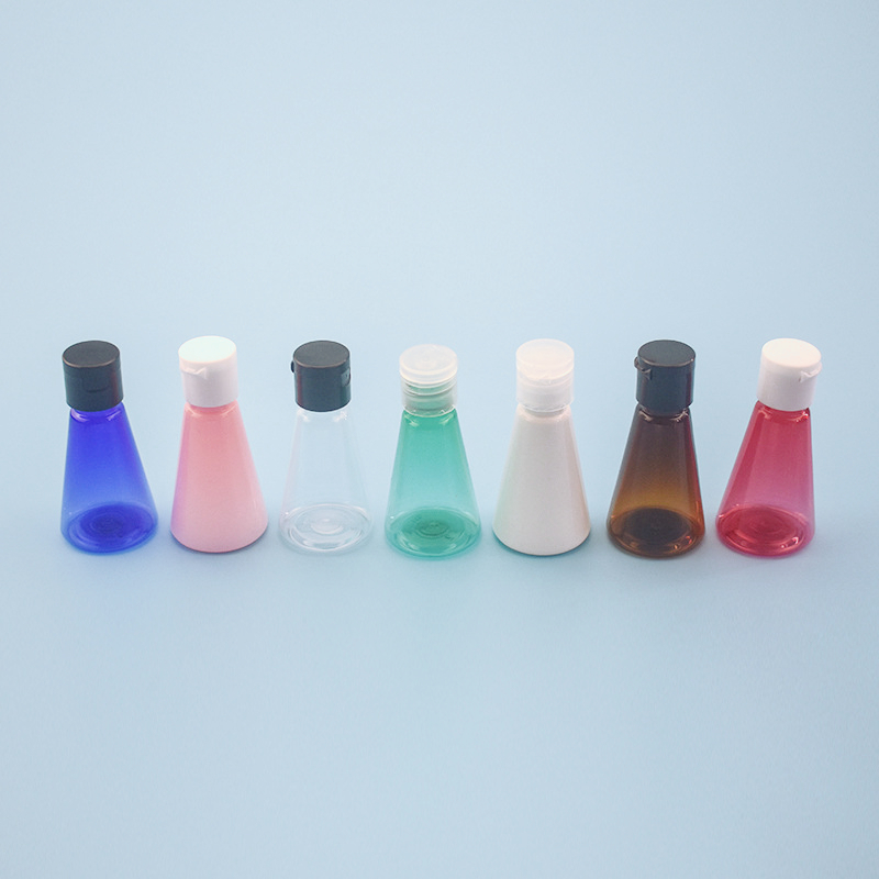 Unique Cone Shape Color cosmetic bottle 30ml travel size refillable 30ml empty Shampoo Conditioner Body Wash Lotion Bottle
