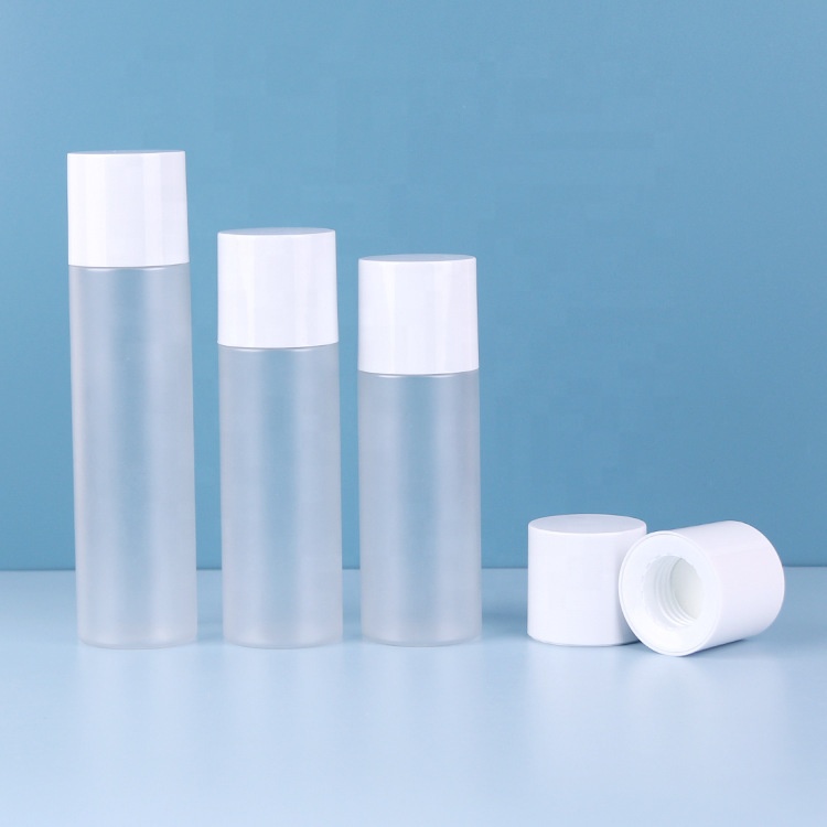 Matte Finish 8 oz Clear PET Cylinder Bottle 24-410 with Double Wall Disc Flip Top for Body Oil Bath Soaks Frosted Package Bottle