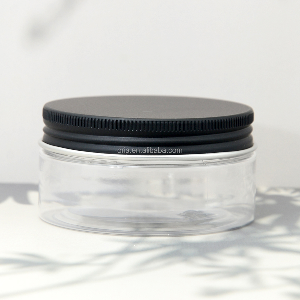 custom empty Luxury 15ml 30ml 50ml 100ml Frosted Cream cosmetic lotion serum plastic jar with black aluminum lid
