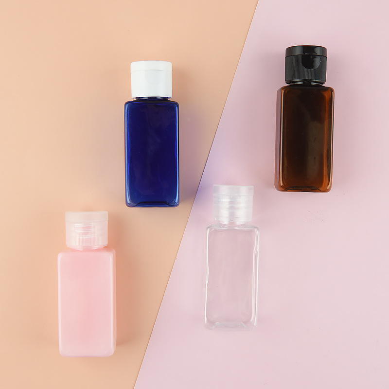 Amber Color Refillable Square cosmetic bottle 30ml travel size pump lotion bottle hot pink Hotel Shampoo Conditioner Body Wash B
