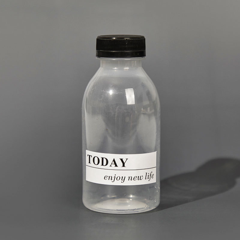 Custom Logo portable Round Transparent   Empty Reusable Juice Beverage Containers  pet juice milk bottle With aluminum cap
