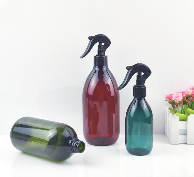Luxury Glossy Amber Green Blue Color Plastic Spray Bottle Perfume Beauty Salon Hair Wash Treatment Oil Fine Mist Trigger Sprayer