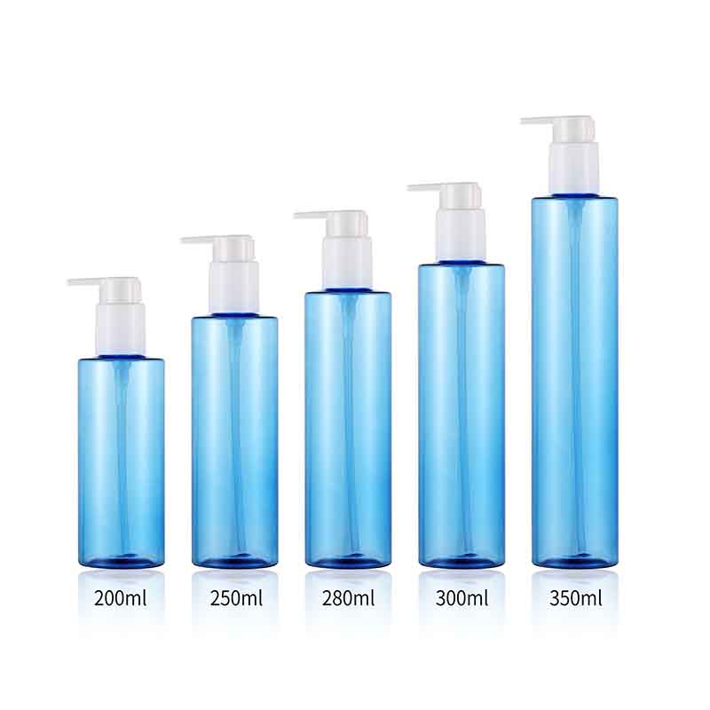 Clear Blue Bottle 200ml 250ml 300ml Cleaner Oil Cosmetic Bottle Empty Plastic PET 500ml Shampoo Lotion Pump Bottle