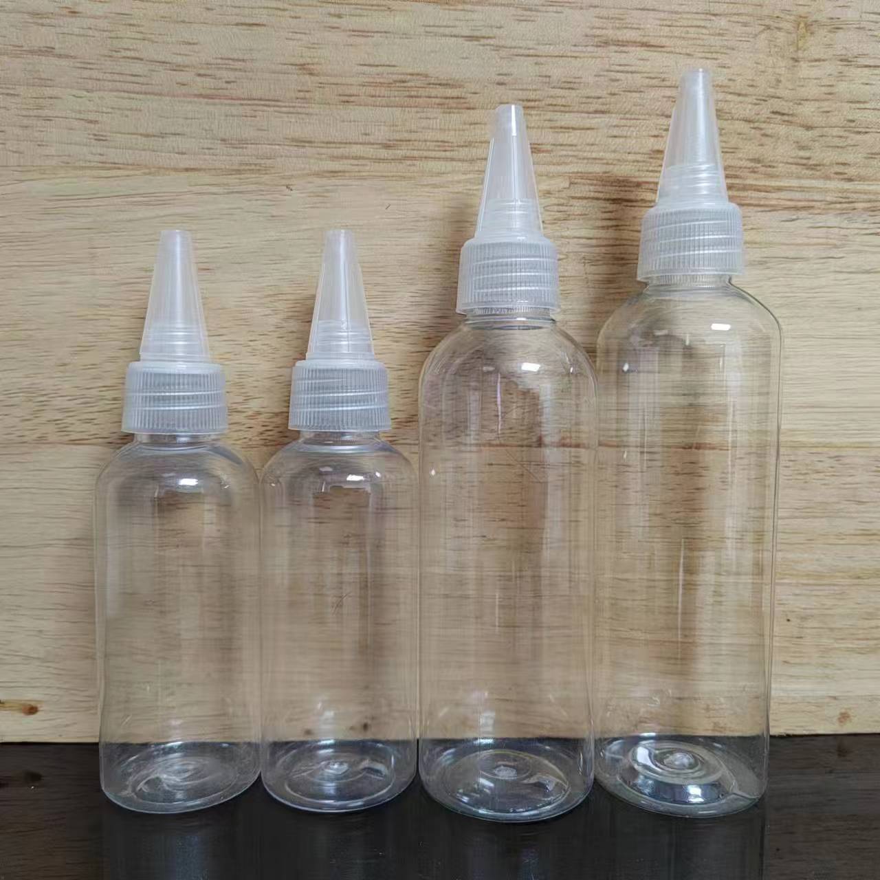 5ml-100ml Transparent plastic bottle with nozzle cap Beauty Salon Hair Oil Squeeze Bottles