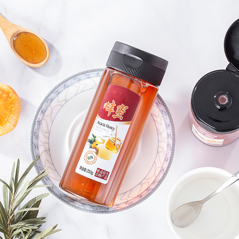 250g Squeeze Silicone Valve Cover Honey Plastic Packaging Bottle, Juice Jam Bottle, Multi-Specification Flip Cap