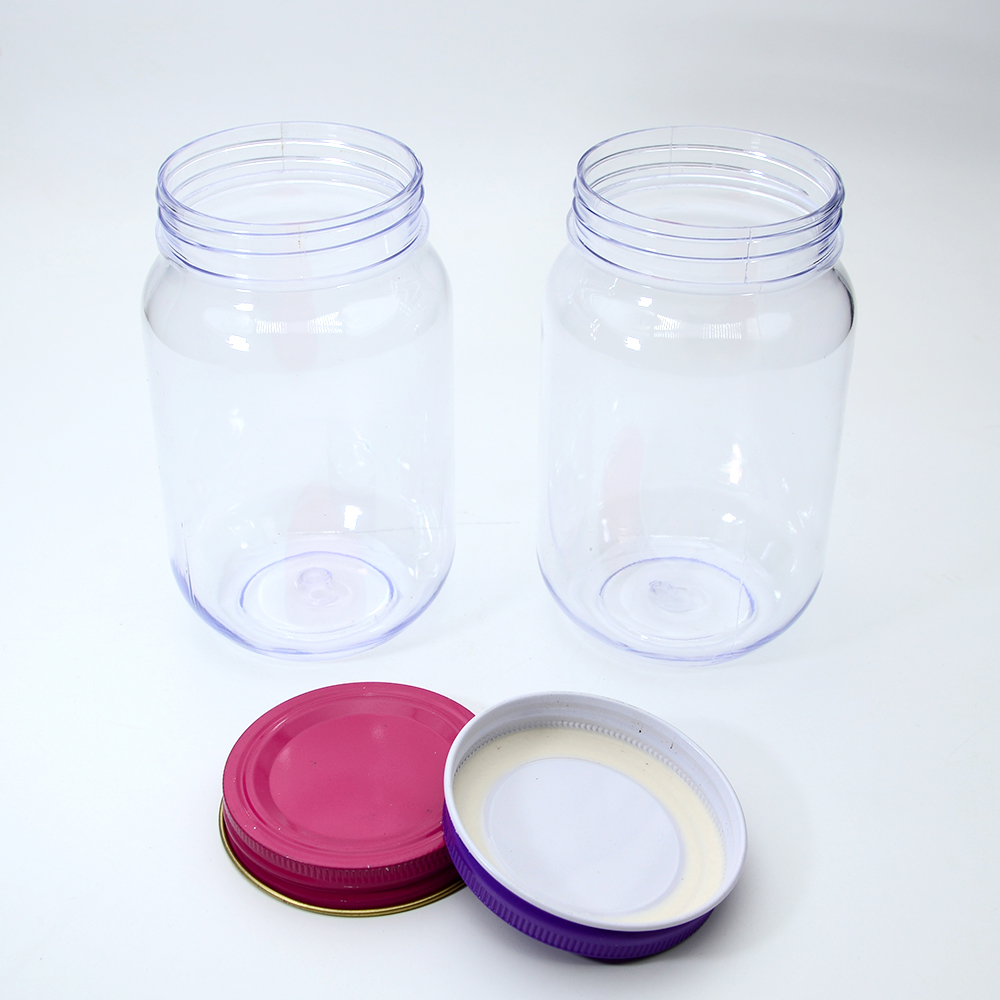 16 OZ Wide Mouth Mason Jars Plastic with Metal Airtight Lids for Meal Prep, Food Storage, Canning, Drinking, Preserving, Favors