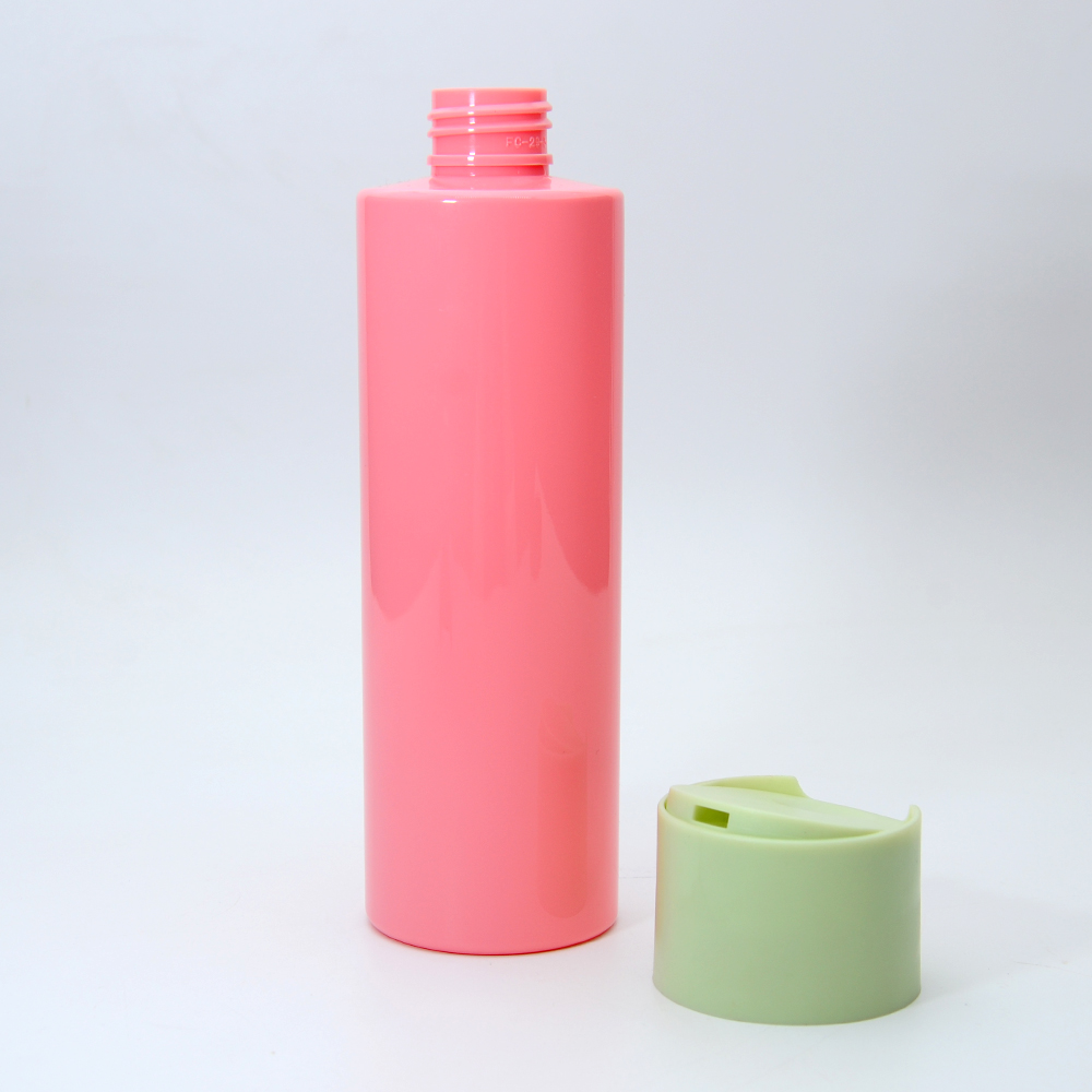 Custom 8oz Pink Plastic Body Wash Squeeze Bottle Cylindrical Shower Gel 250ml Lotion Bottle Empty Shampoo and Conditioner Bottle