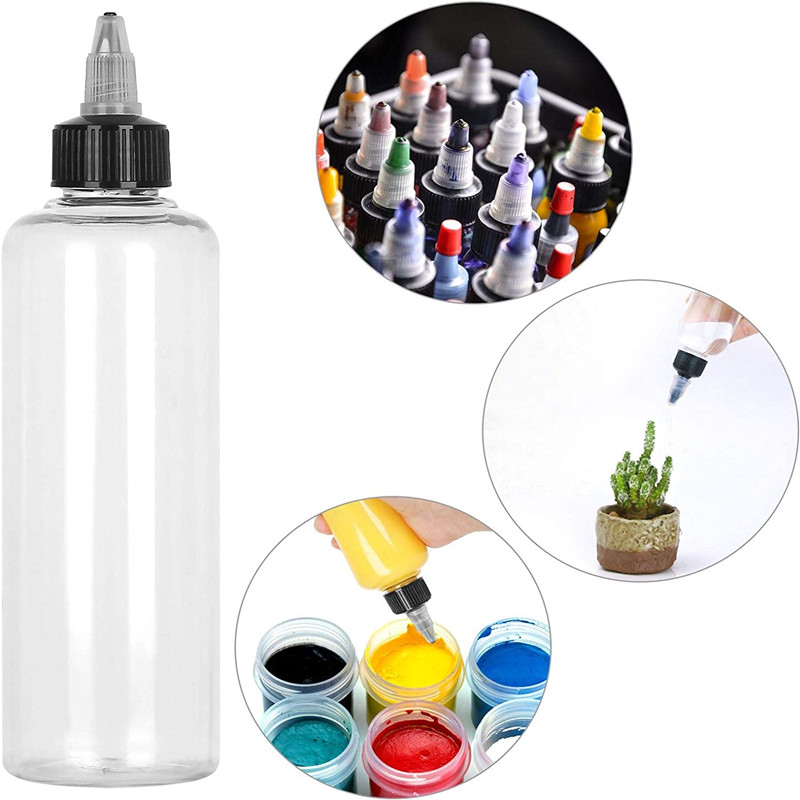 4 Oz 6oz 8oz 12oz 250ml 500ml Plastic Squeeze Sauce Squirt Condiment Bottles with Twist-on Cap Lids for Arts Hair Oil Packaging