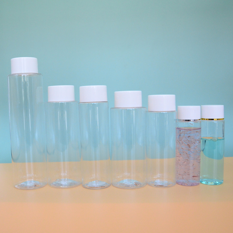 Empty Transparent Toner Bottle Dispenser 40/50/60/80ml White Lotion Bottle PET Plastic Pressed Pump Cosmetic Liquid Spray Bottle