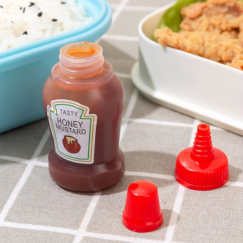 2pcs/set 25ml Mini Condiment Squeeze Bottle Small Tomato Ketchup Container Bento Accessories Bottles Mini Sauce Bottle for Kids