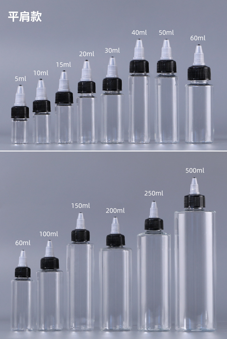 Chili Hot Sauce bottle 4oz Hair Oil Dropper Bottle 30ml 60ml 100ml Clear Plastic Small 2oz Squeeze Bottles with Black Twist Top