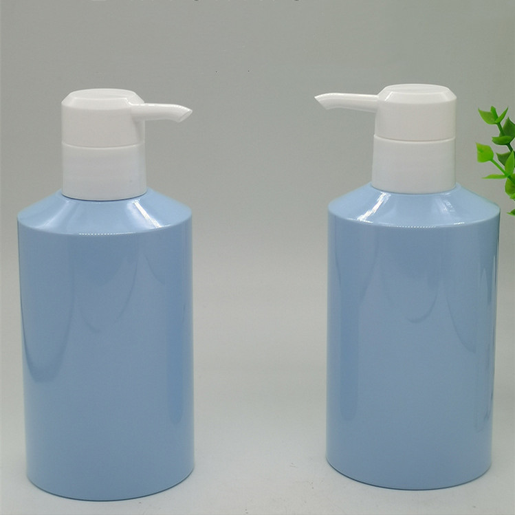 Luxury 200ml 250ml 500ml Cosmetics Blue Frosted Shampoo Bottle Dispenser Sloping Shoulder for Liquid Soap Body Wash Lotion Pump