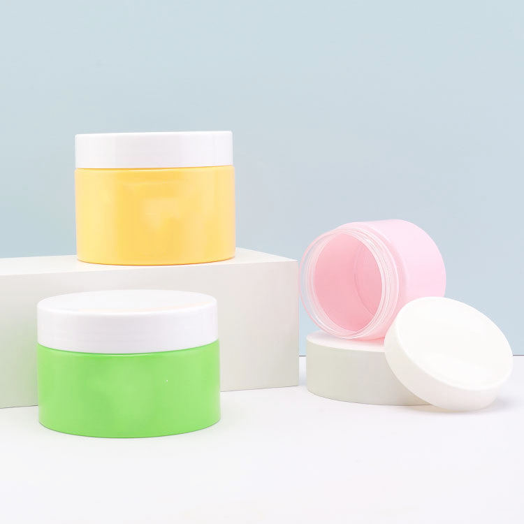 Pink Yellow Body Butter wide mouth screw cap plastic masque jar 50g 100 150 g PET makeup Bottle cream jar with lid gasket