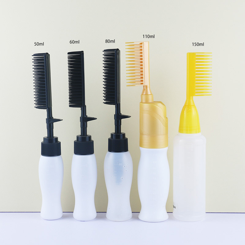 50ml 60ml 80ml 110ml 150ml Empty LDPE Soft Touch Salon Hair Oil Applicator Bottle for Hair with Comb Hair Dye Squeeze Dispenser